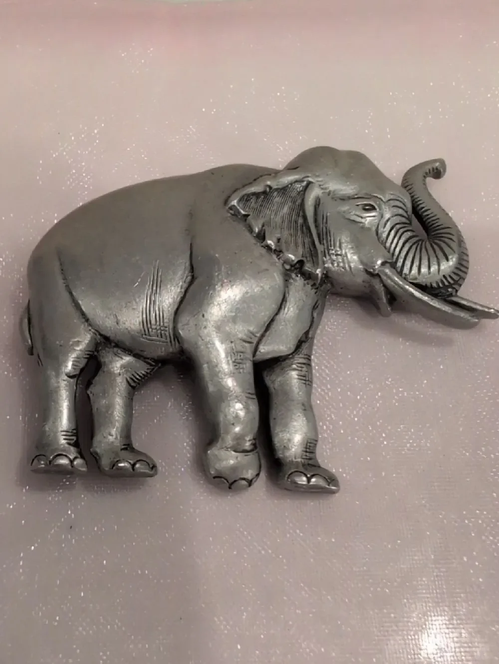 Vintage JJ Jonette Silver Tone Elephant Brooch Pin